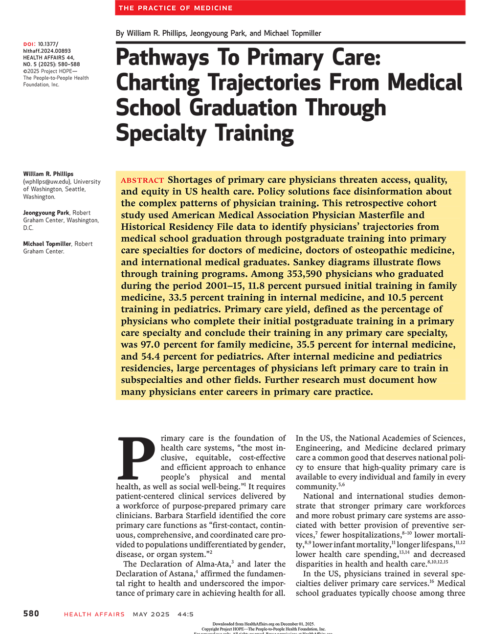 2026 STFM Research Paper of the Year Award Winner: “Pathways to Primary Care: Charting Trajectories From Medical School Graduation Through Specialty Training”